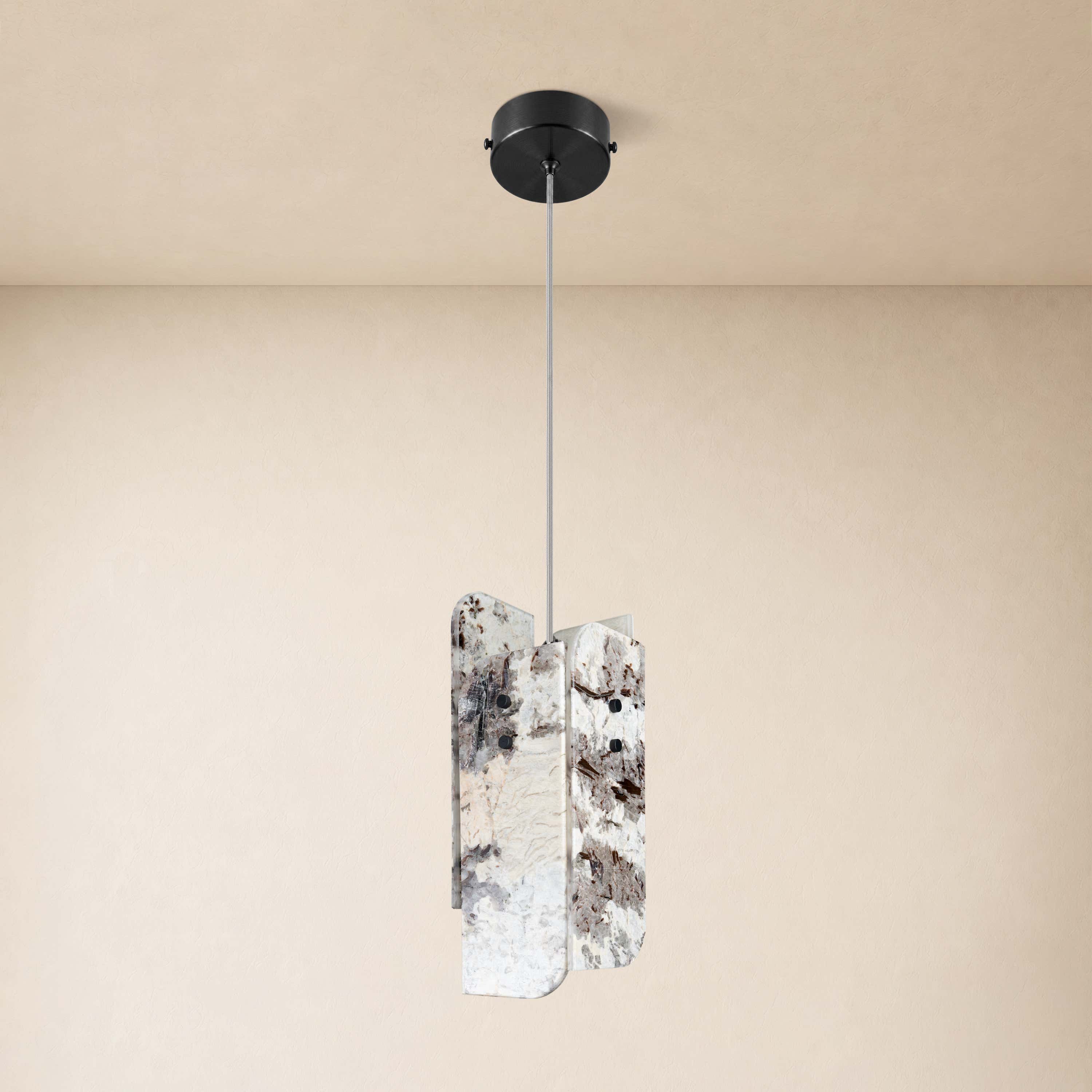 Pietra Snowland Stone Curved Pendant 5.9"D