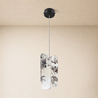 Pietra Snowland Marble Curved Pendant 5.9"D