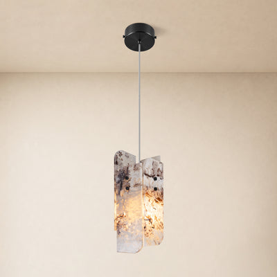 Pietra Snowland Marble Curved Pendant 5.9"D