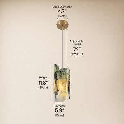 Pietra Green Marble Oval Pendant Light 5.9"D