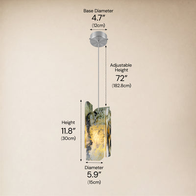Pietra Green Marble Oval Pendant Light 5.9"D
