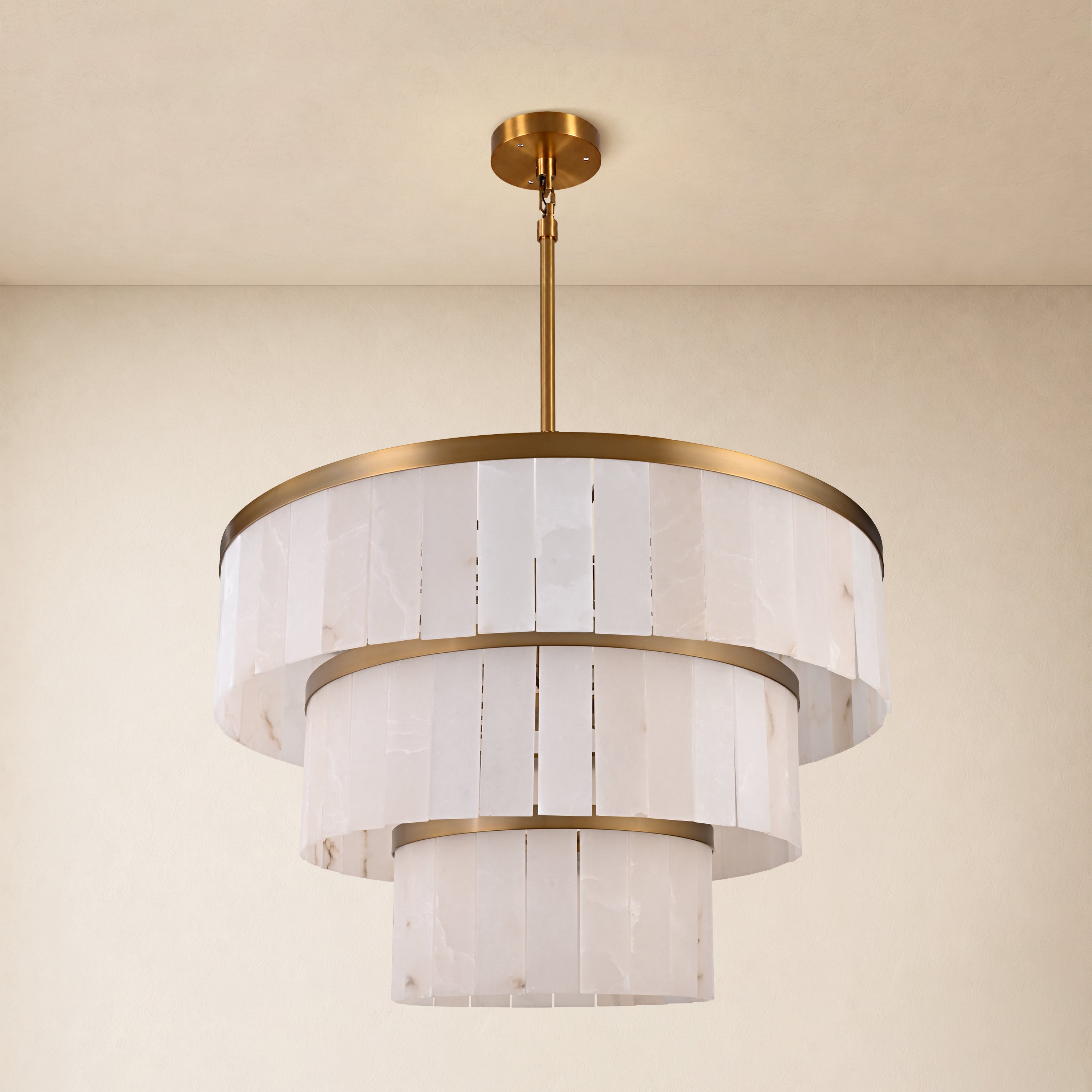 Celestia Alabaster Tiered Round Chandelier 60"D