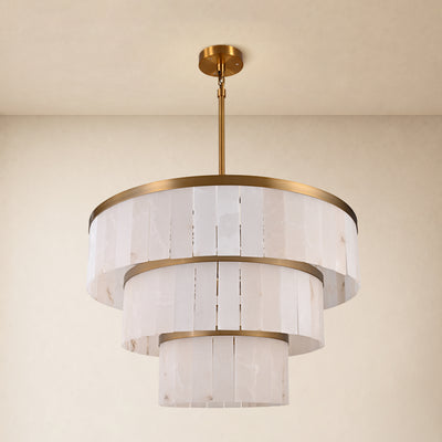 Celestia Alabaster Tiered Round Chandelier 60"D