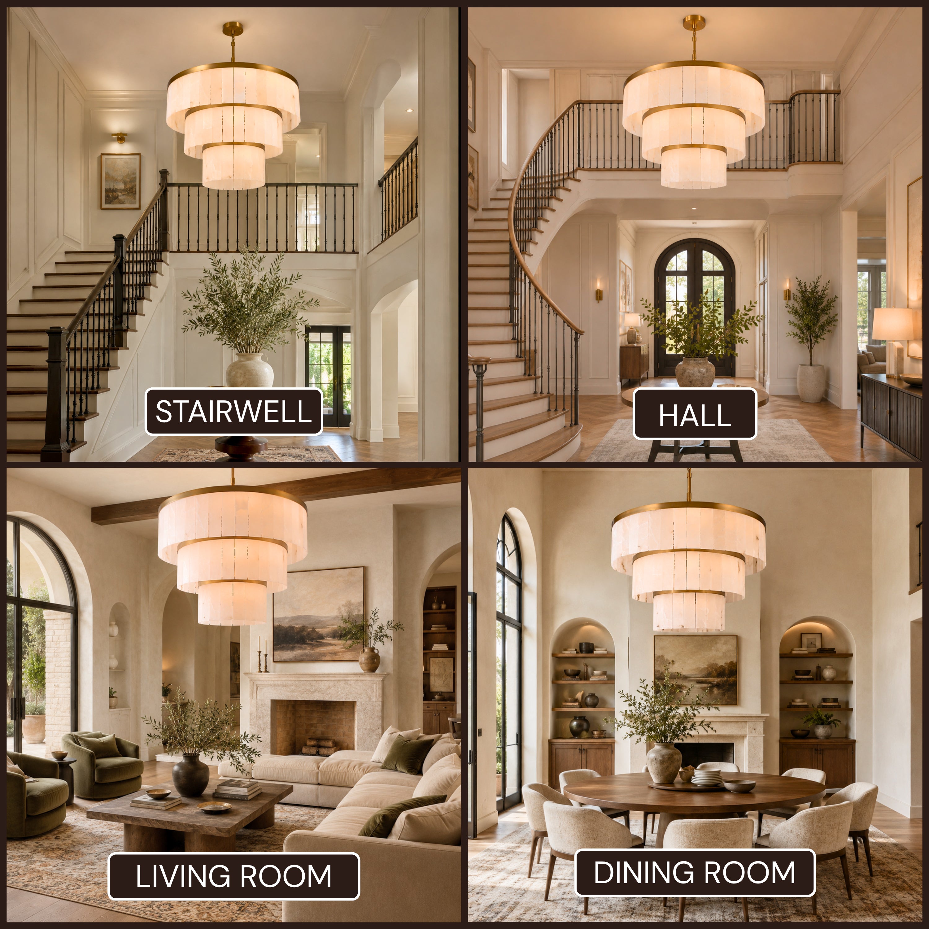 Celestia Alabaster Tiered Round Chandelier 60"D