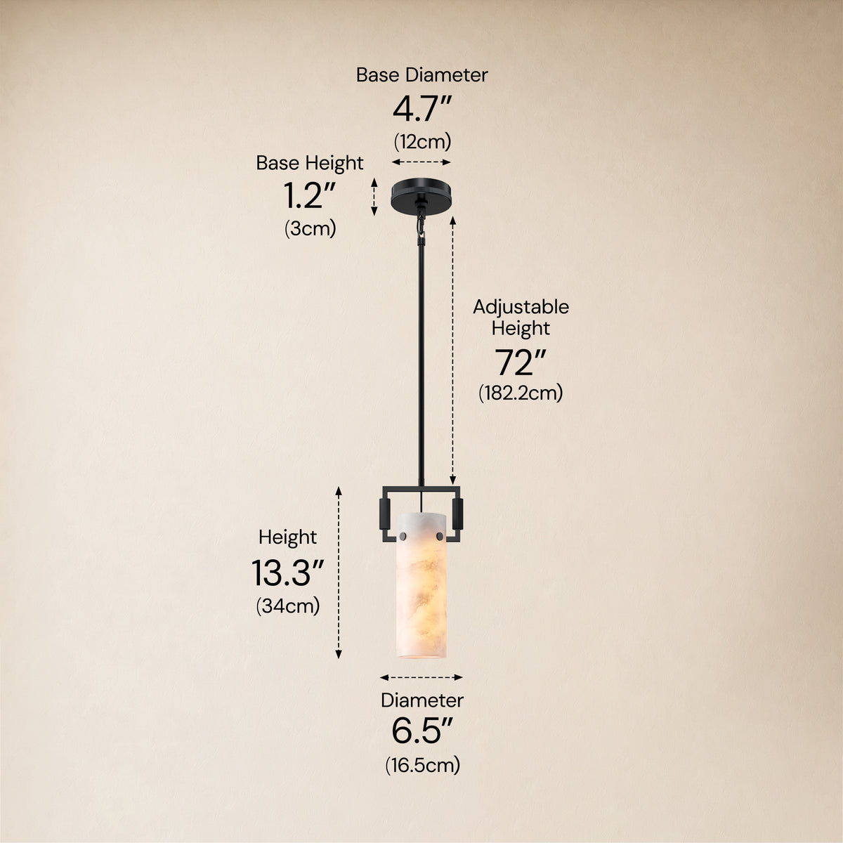 Lioren Resin Cylinder Pendant Light 6.5"D