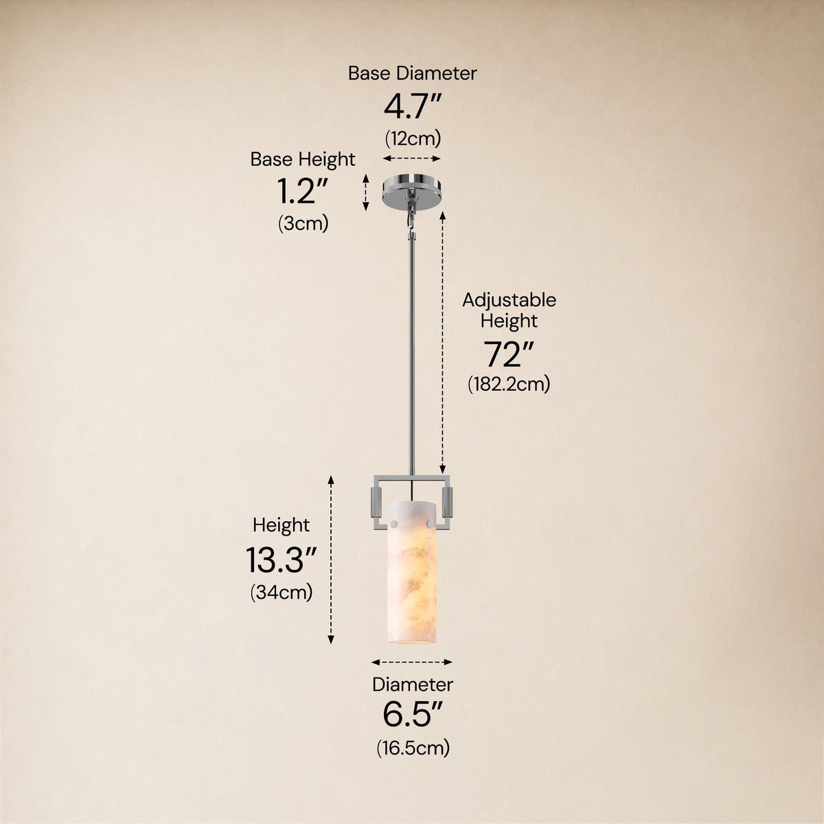 Lioren Resin Cylinder Pendant Light 6.5"D