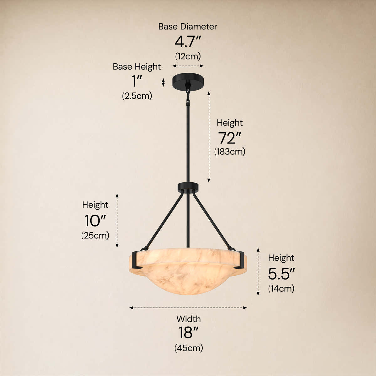 Noverelle Resin Dome Chandelier 18"-30"D #Finish_Black,Size_18"D dimensions 2
