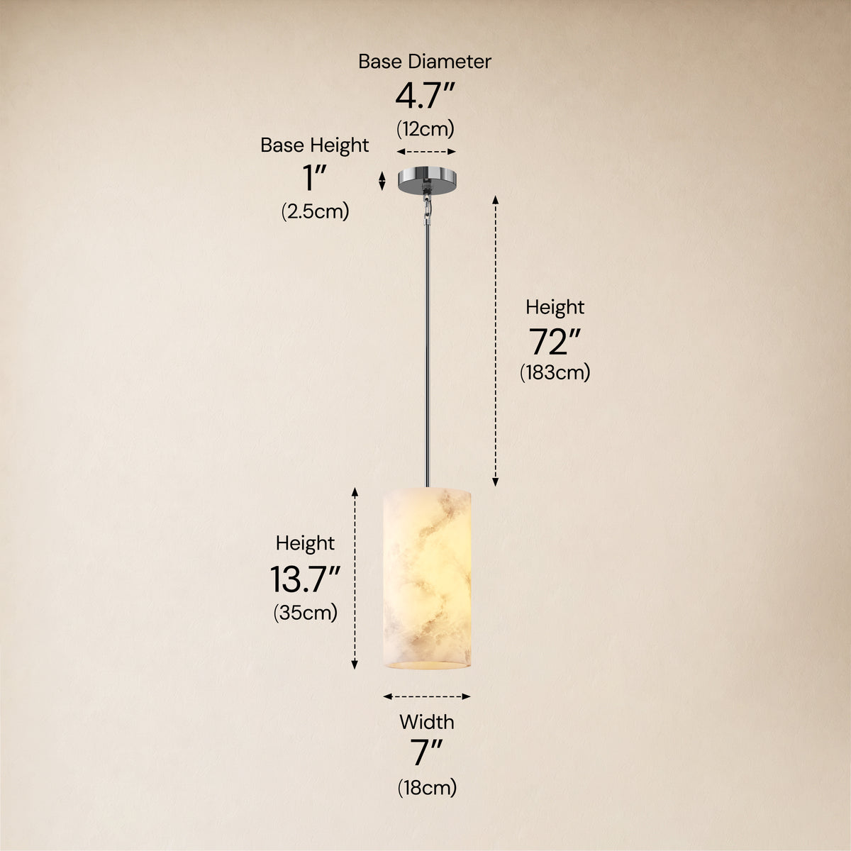Calyndra Resin Cylinder Pendant 4"-7"W 