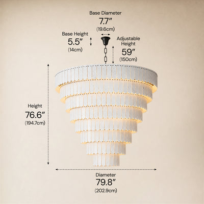 Pietra Porcelain White Marble Tiered Chandelier 79.8"D