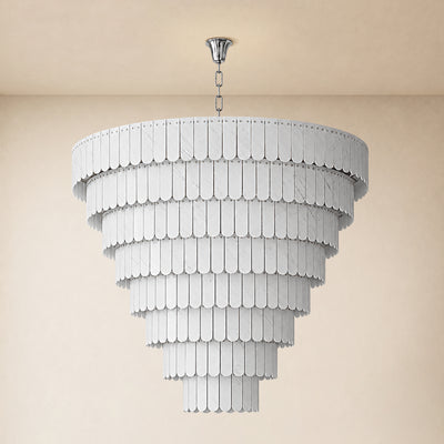 Pietra Porcelain White Marble Tiered Chandelier 79.8"D