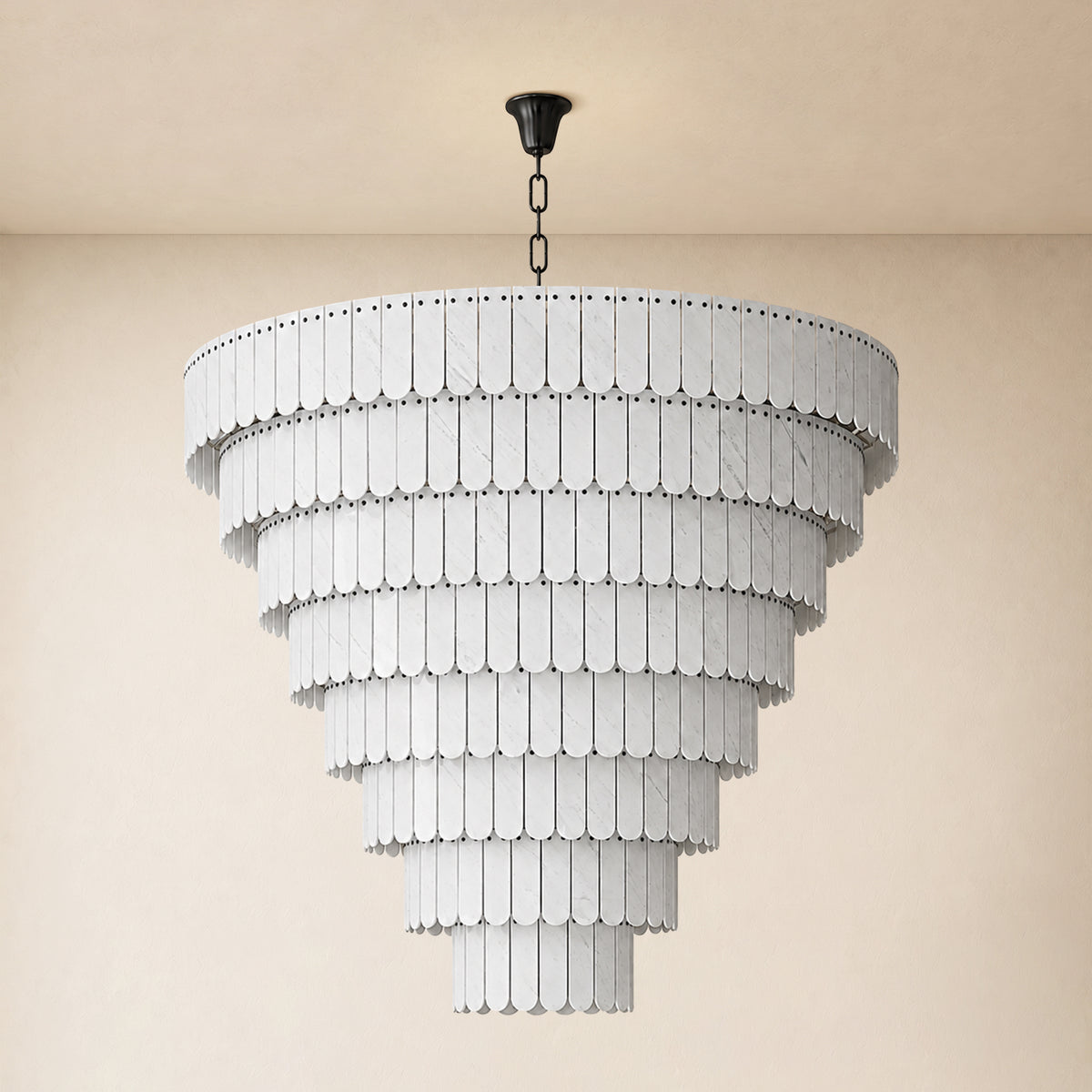 Pietra Porcelain White Marble Tiered Chandelier 79.8"D