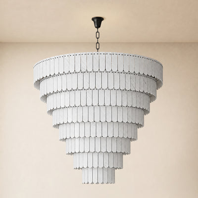 Pietra Porcelain White Marble Tiered Chandelier 79.8"D