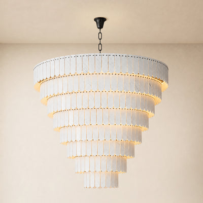 Pietra Porcelain White Marble Tiered Chandelier 79.8"D