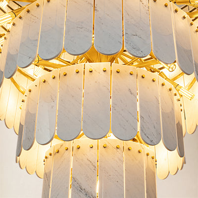 Pietra Porcelain White Marble Tiered Chandelier 79.8"D
