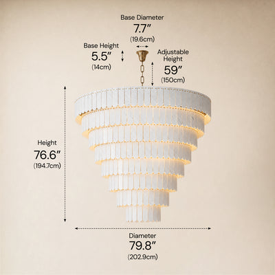 Pietra Porcelain White Marble Tiered Chandelier 79.8"D