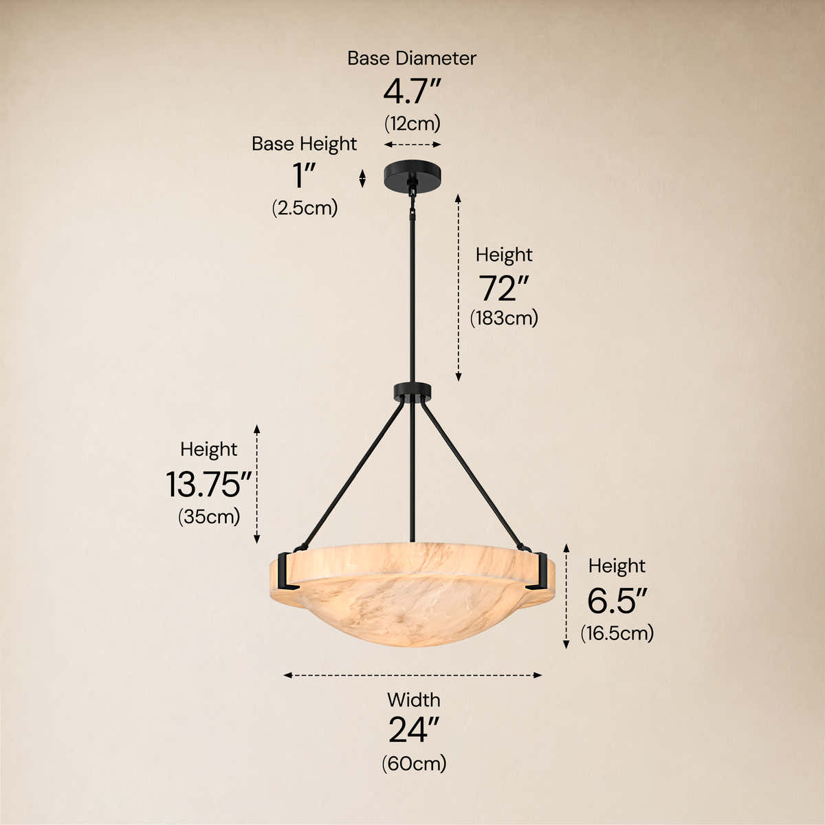 Noverelle Resin Dome Chandelier 18"-30"D #Finish_Black,Size_24"D dimensions 4