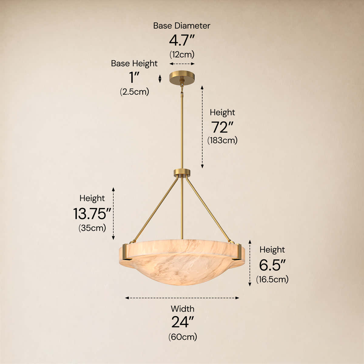 Noverelle Resin Dome Chandelier 18"-30"D #Finish_Gold,Size_24"D dimensions 3