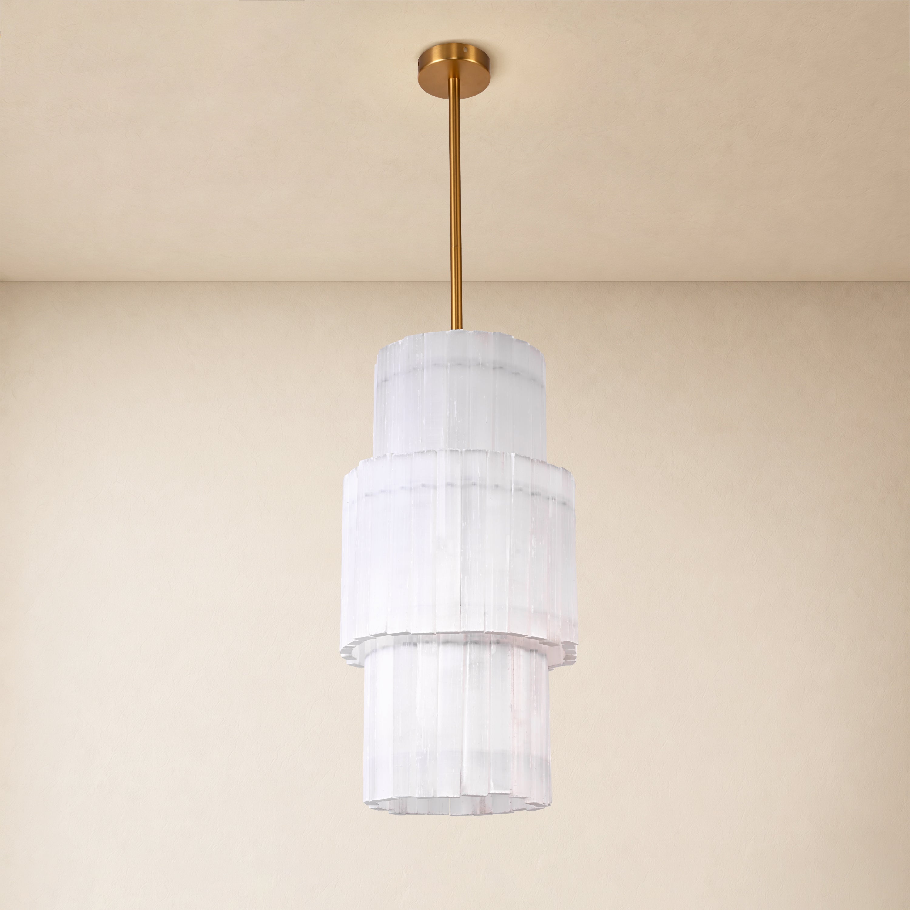 Selara Selenite Tiered Round Chandelier 12"D