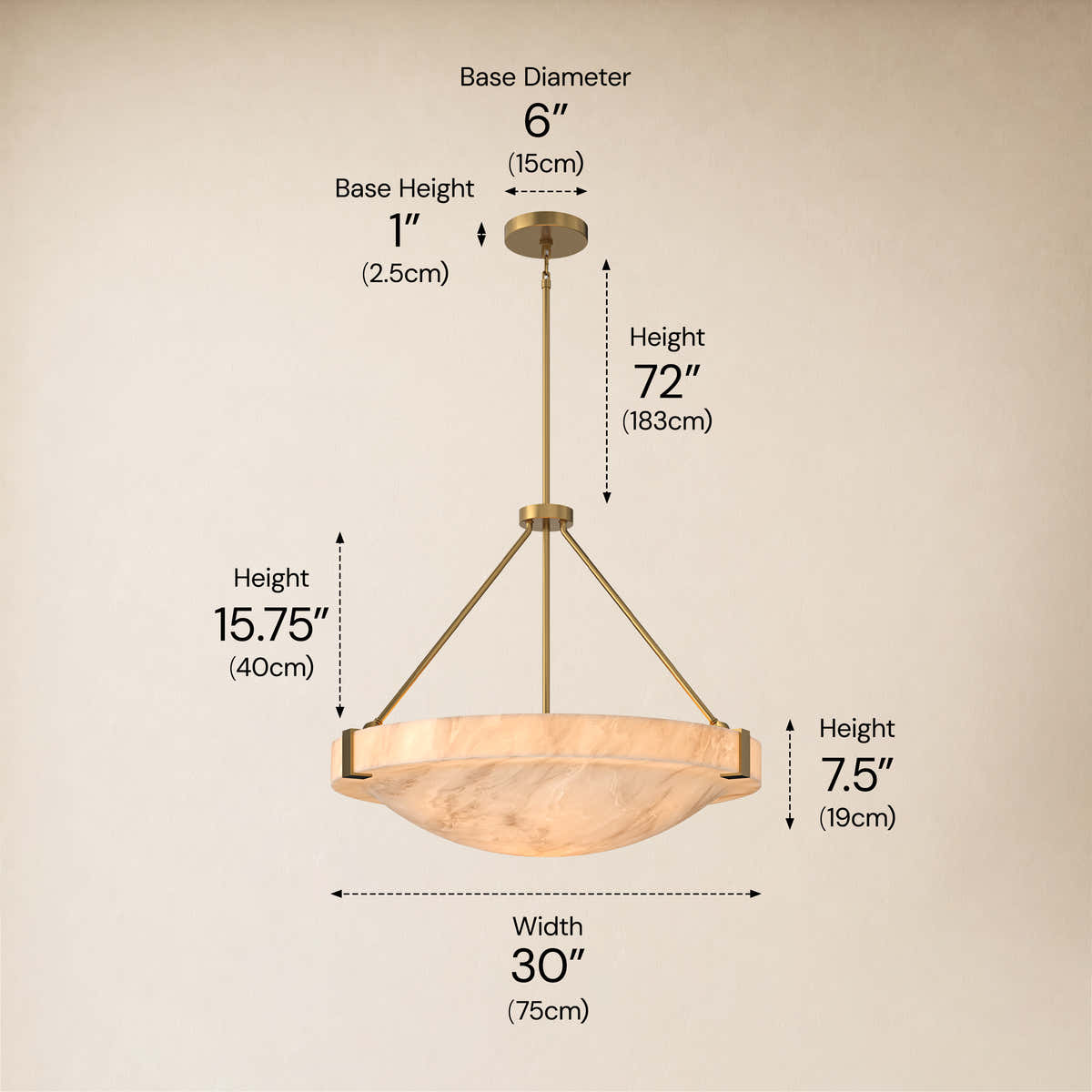 Noverelle Resin Dome Chandelier 18"-30"D #Finish_Gold,Size_30"D dimensions 5