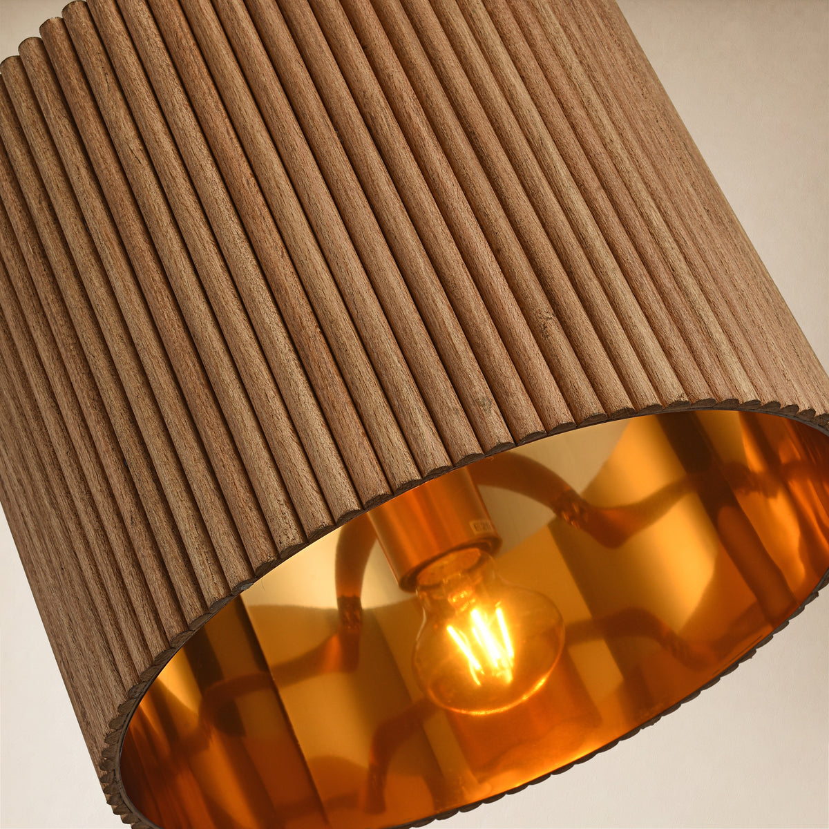 Eldwyne Oak Ribbed Drum Flush Mount 11.8"D