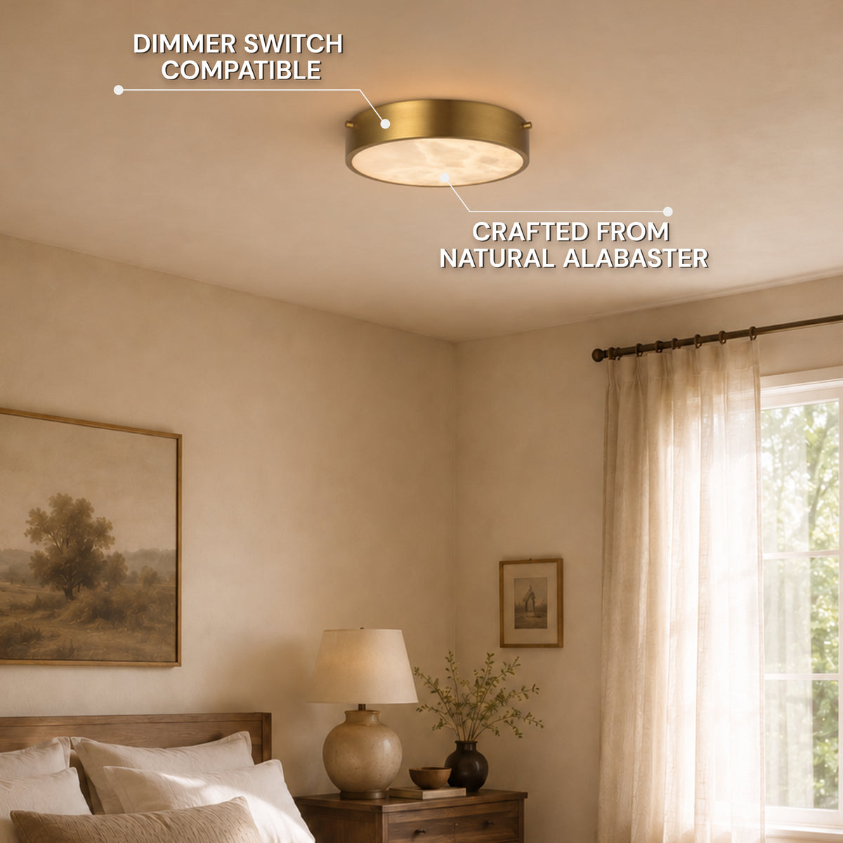 Roselyn Alabaster Round Flush Mount 12"D