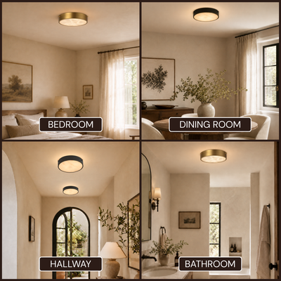 Roselyn Alabaster Round Flush Mount 12"D