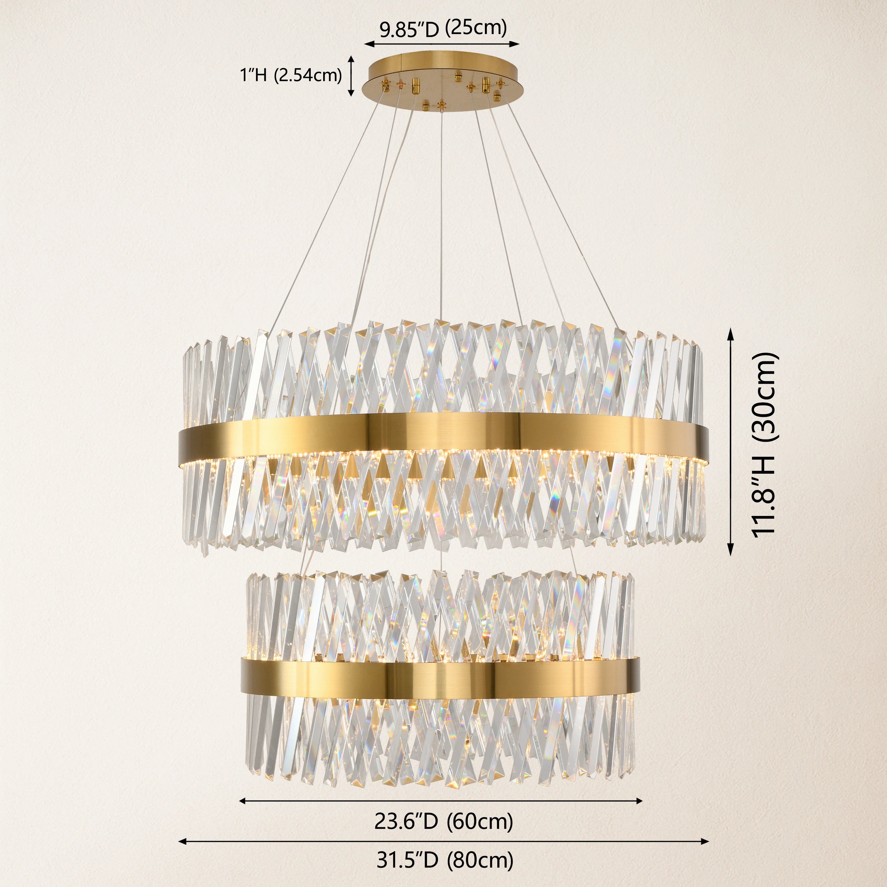 Vetro Prism Crystal 2-Tier Chandelier 31.5"L