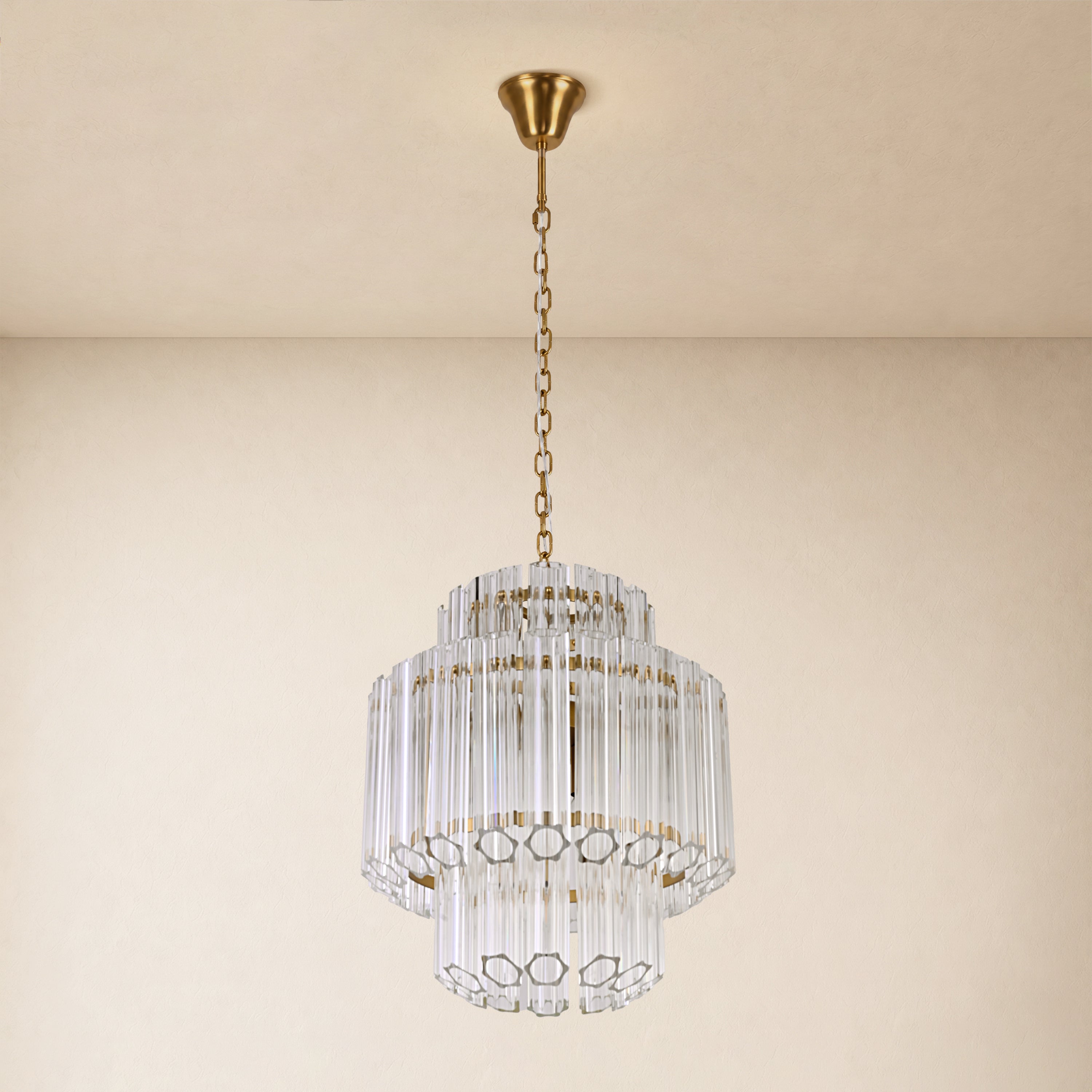 Dawelle Fluted Glass Tiered Round Chandelier 15.7"D