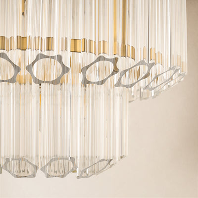 Dawelle Fluted Glass Tiered Round Chandelier 15.7"D