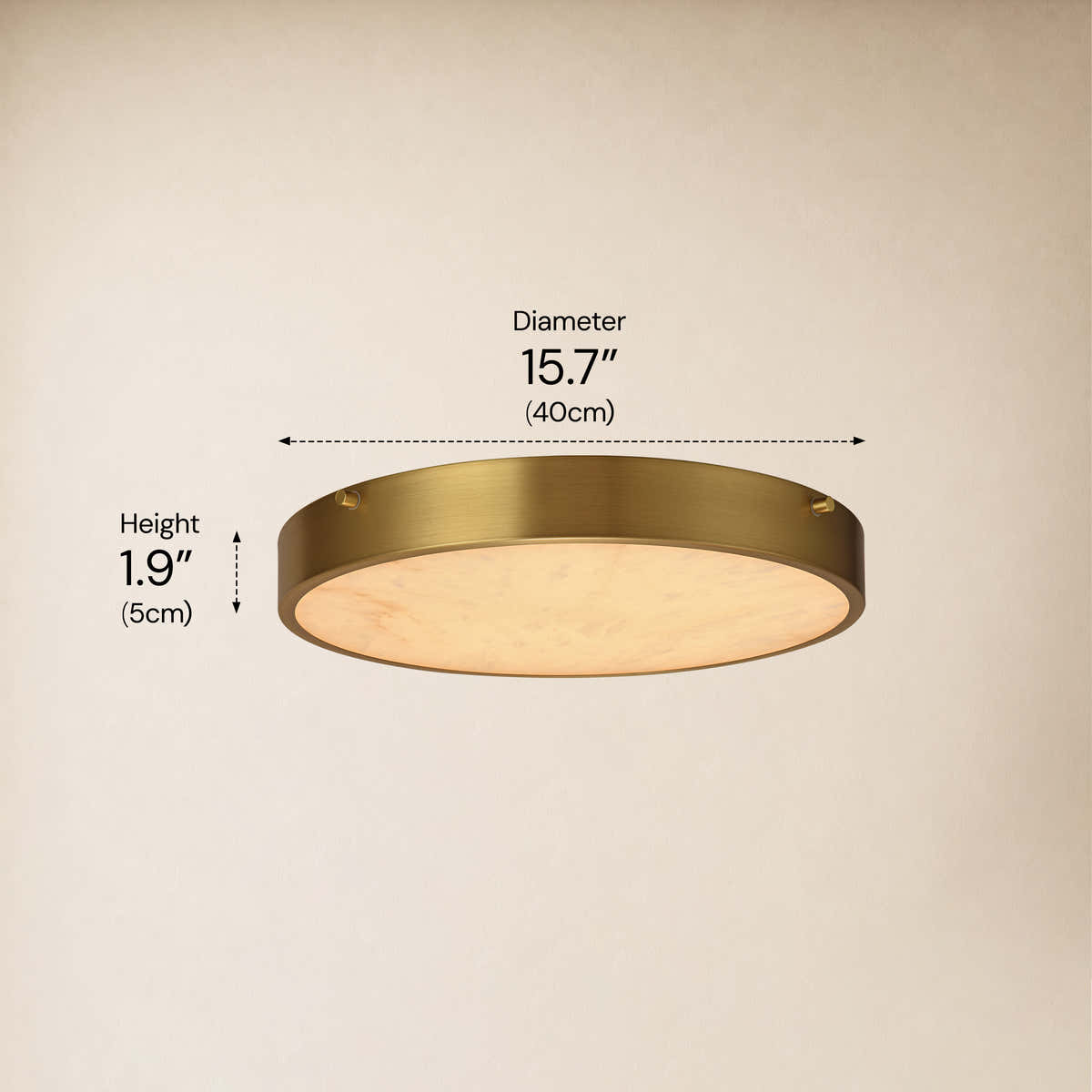 Roselyn Alabaster Round Flush Mount 16"D #Finish_Gold dimensions 2