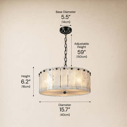 Pietra Quartzite Drum Chandelier 15.7"D