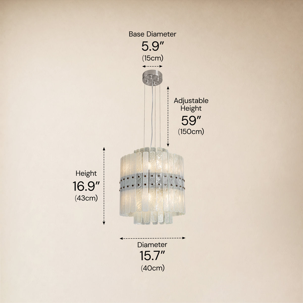 Pietra Arctic White Marble Tiered Chandelier 15.7"D