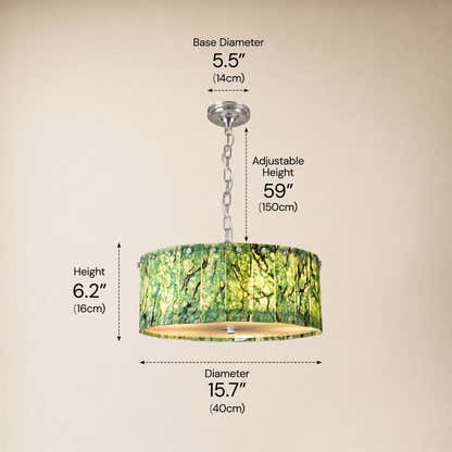 Pietra Green Marble Drum Chandelier 15.7"D
