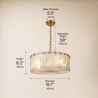 Pietra Quartzite Drum Chandelier 15.7"D