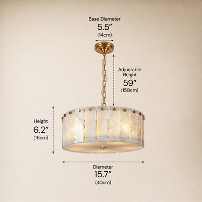 Pietra Quartzite Drum Chandelier 15.7"D
