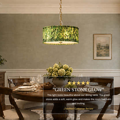 Pietra Green Marble Drum Chandelier 15.7"D