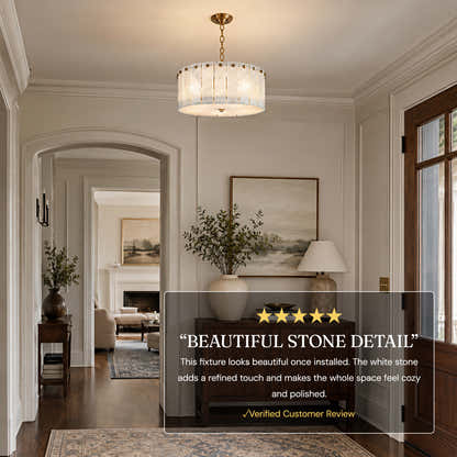 Pietra Quartzite Drum Chandelier 15.7"D