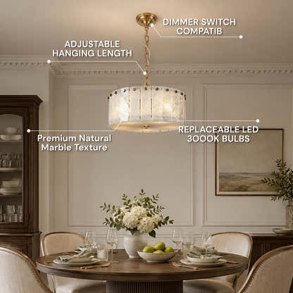 Pietra Quartzite Drum Chandelier 15.7"D