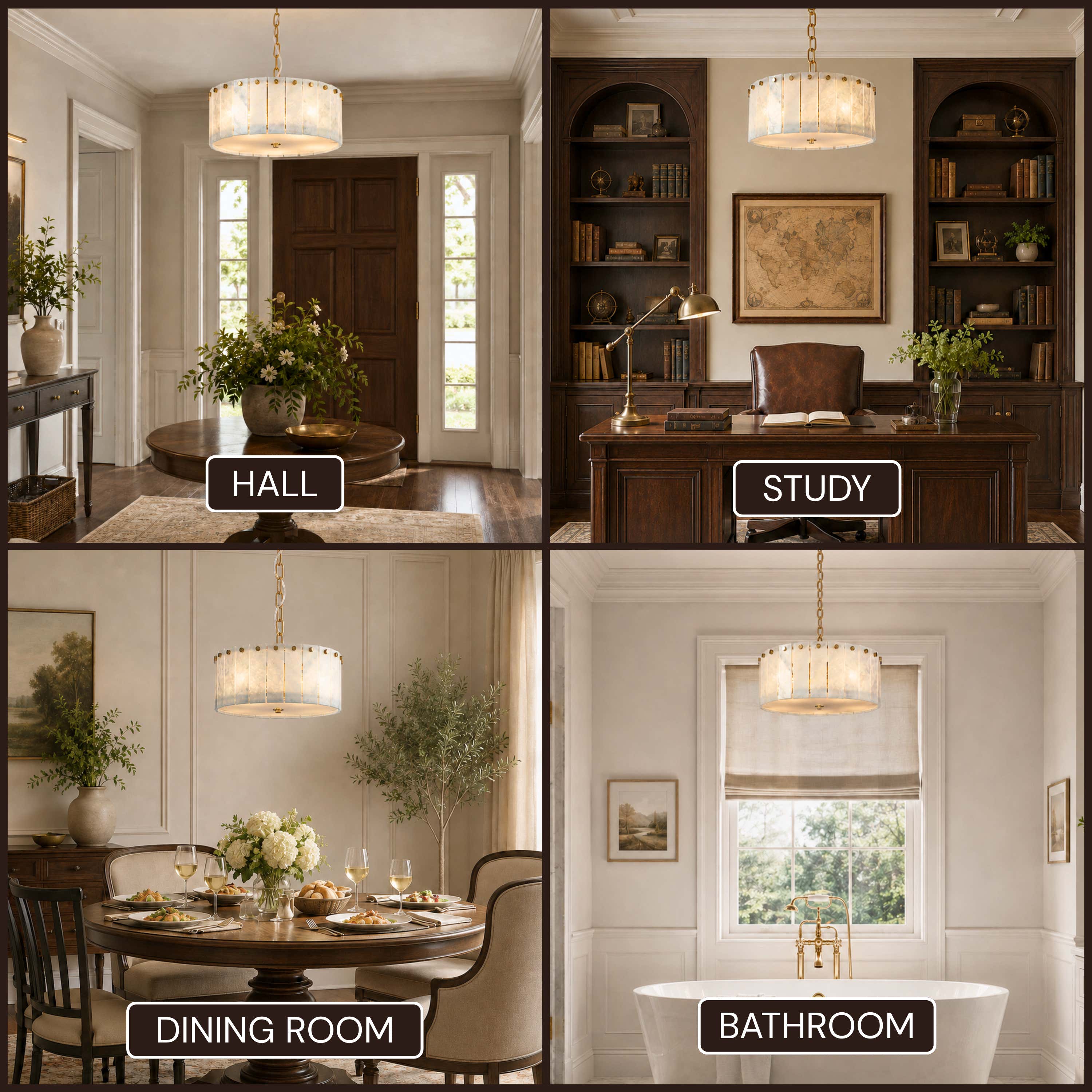 Pietra Quartzite Drum Chandelier 15.7"D