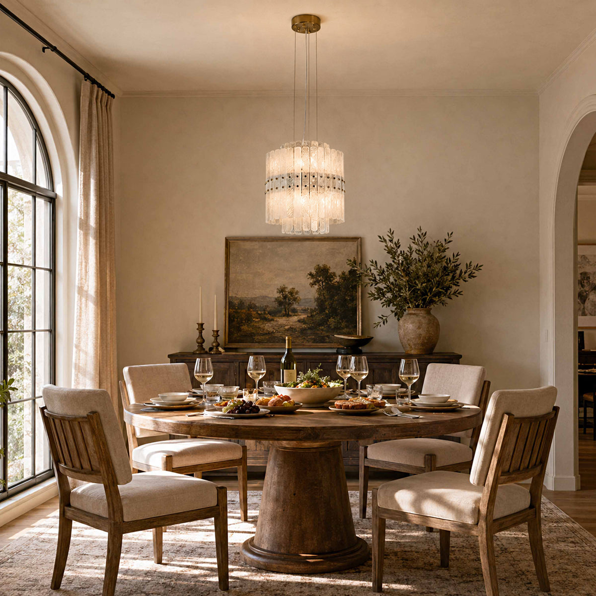 Pietra Arctic White Marble Tiered Chandelier 15.7"D