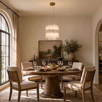 Pietra Arctic White Marble Tiered Chandelier 15.7"D