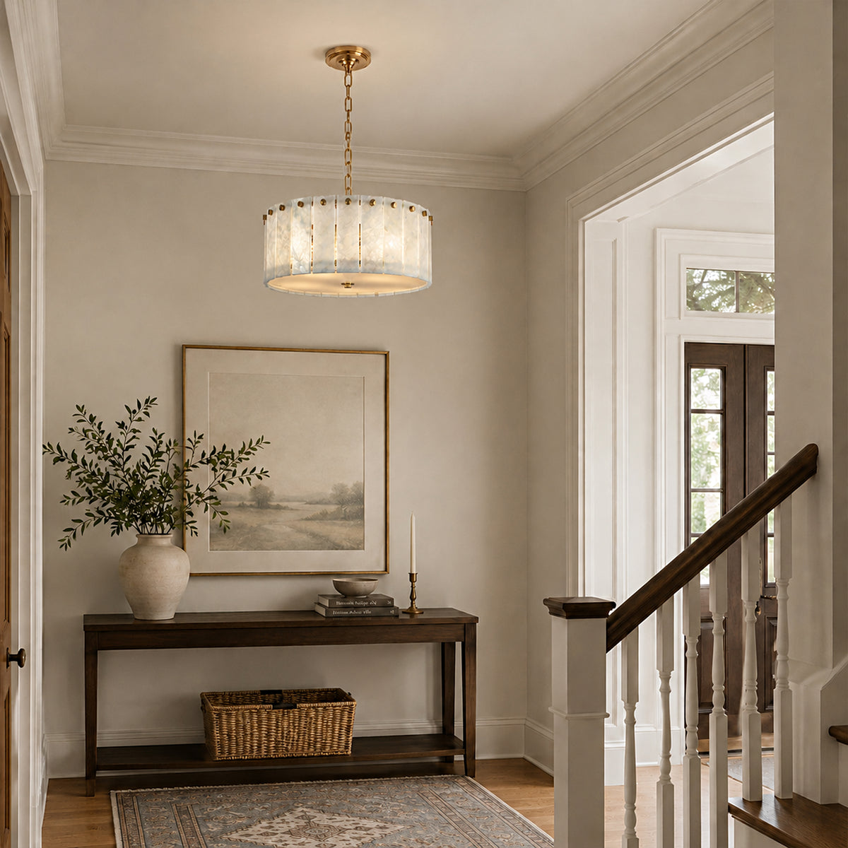 Pietra Quartzite Drum Chandelier 15.7"D