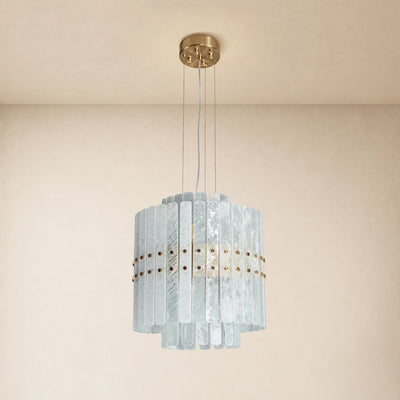 Pietra Arctic White Marble Tiered Chandelier 15.7"D