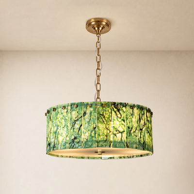 Pietra Green Marble Drum Chandelier 15.7"D