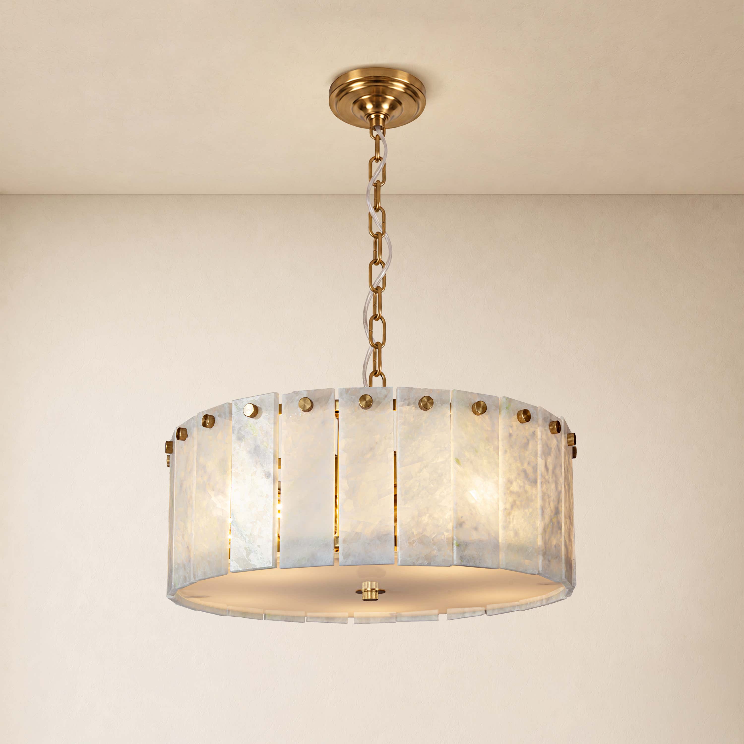 Pietra Quartzite Drum Chandelier 15.7"D