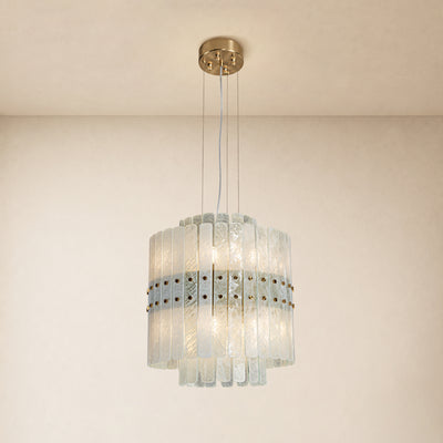 Pietra Arctic White Marble Tiered Chandelier 15.7"D