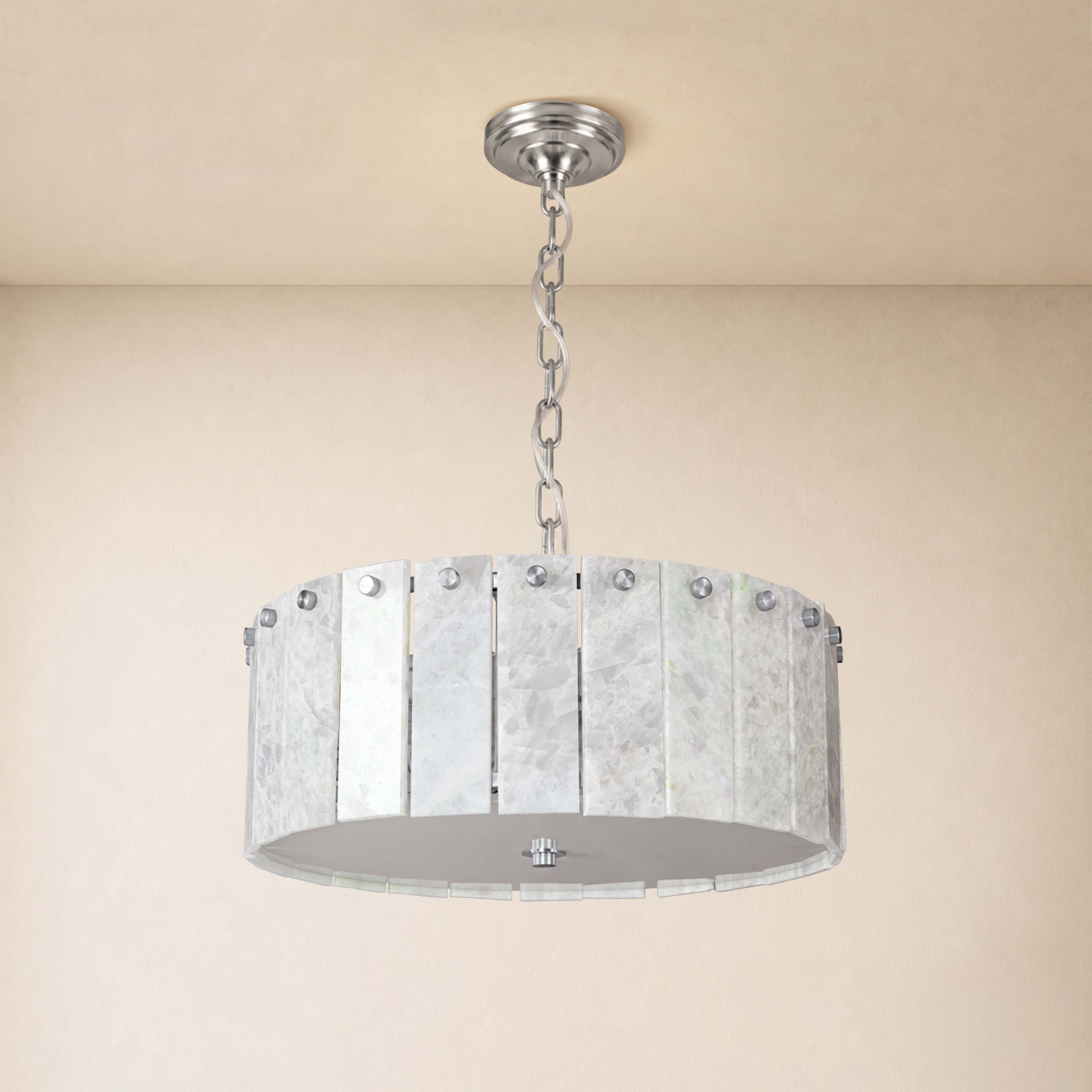 Pietra Quartzite Drum Chandelier 15.7"D