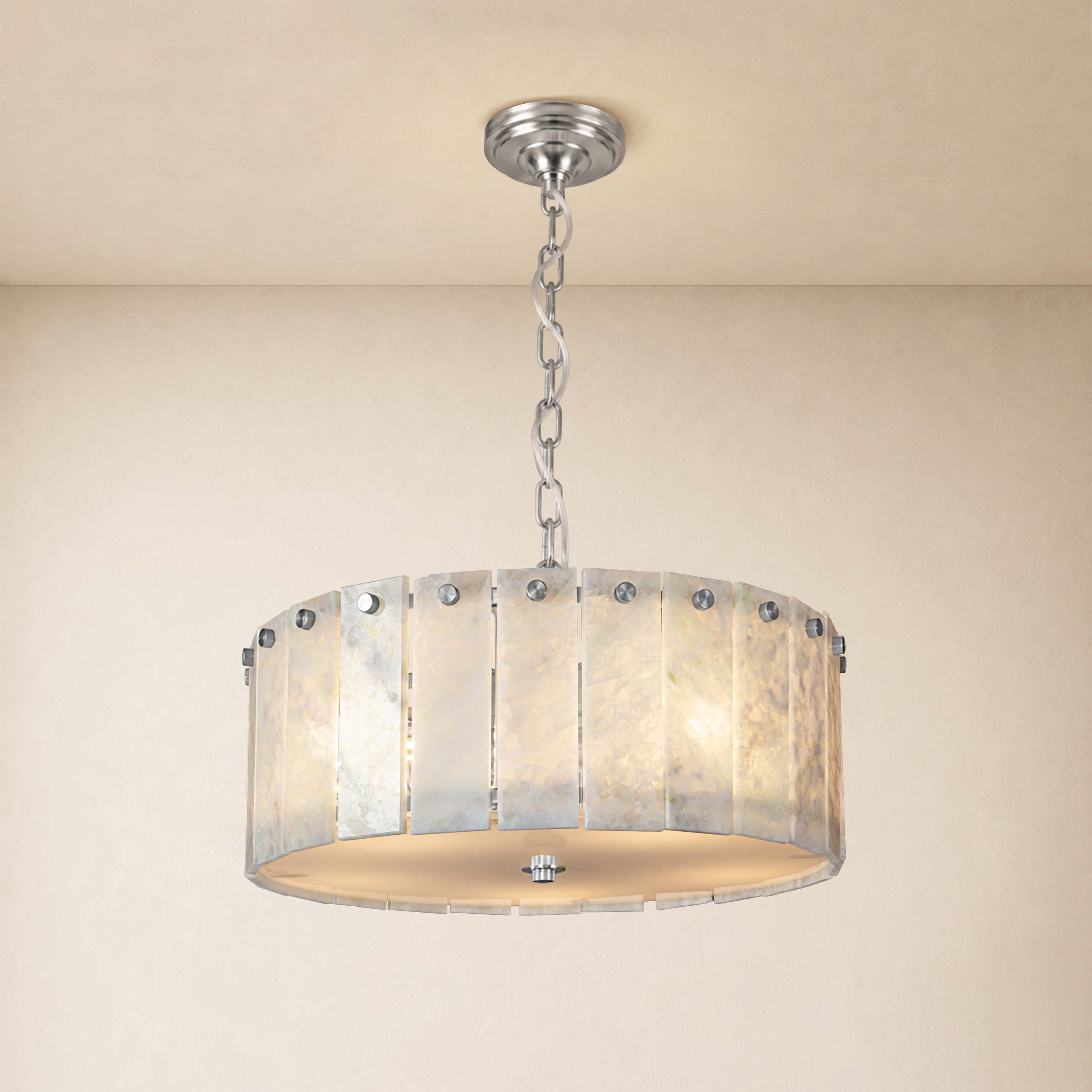 Pietra Quartzite Drum Chandelier 15.7"D