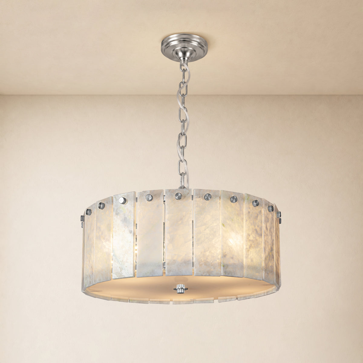 Pietra Quartzite Drum Chandelier 15.7"D