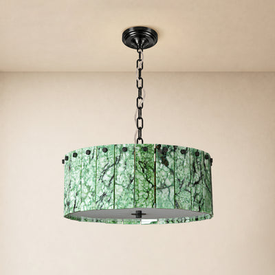Pietra Green Marble Drum Chandelier 15.7"D